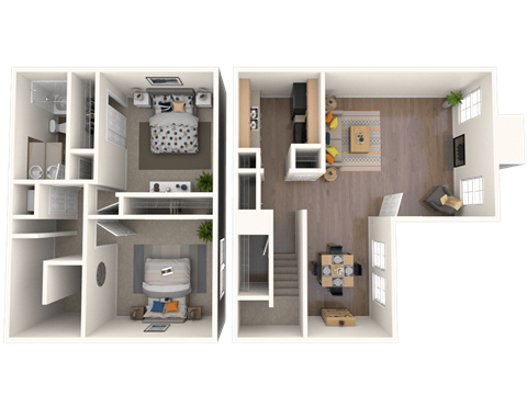 Whitney Manor Apartments in Gretna, LA photo of two bedroom townhouse floorplan